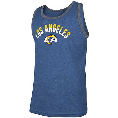 Men's New Era Heathered Royal Los Angeles Rams Ringer Tri-Blend Tank Top