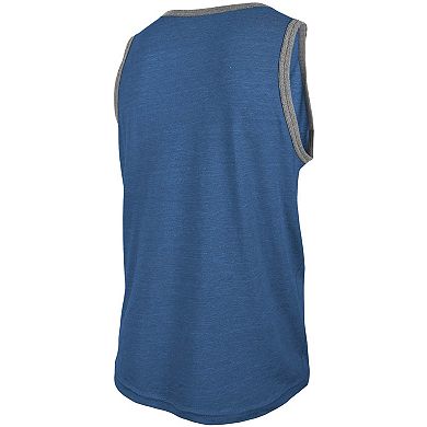 Men's New Era Heathered Royal Los Angeles Rams Ringer Tri-Blend Tank Top
