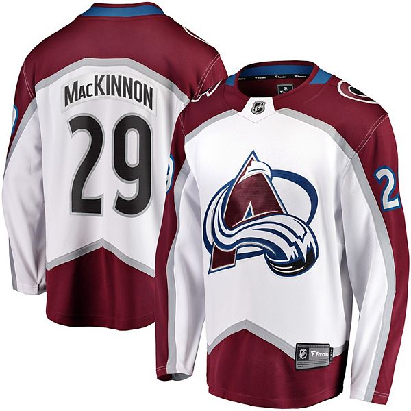 Men's Fanatics Branded Nathan MacKinnon White Colorado Avalanche Away  Premier Breakaway Player Jersey