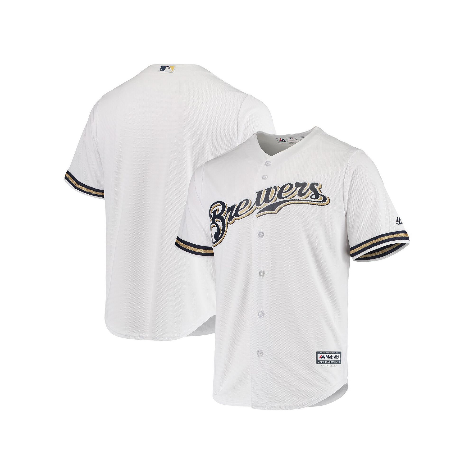 Mens Majestic White Milwaukee Brewers Team Official Jersey, Size: Large