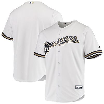 Men s Majestic White Milwaukee Brewers Team Official Jersey