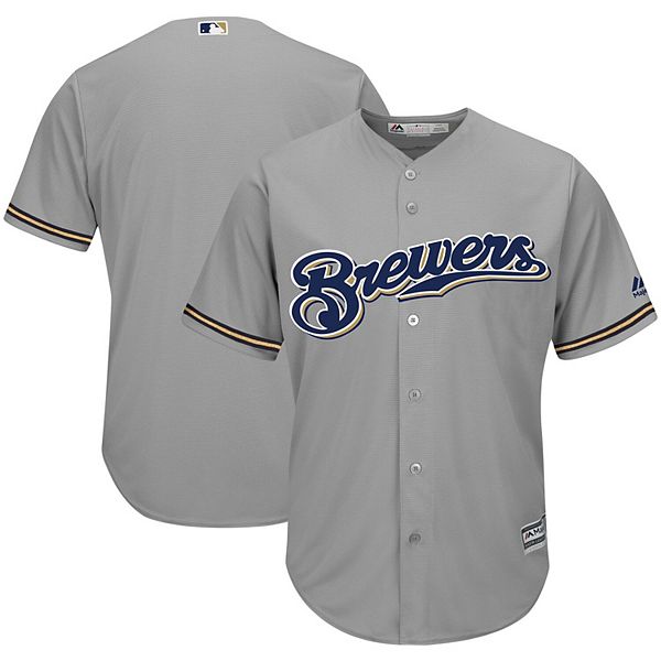 Men's Majestic Gray Milwaukee Brewers Team Official Jersey