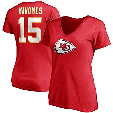 Women's Fanatics Branded Patrick Mahomes Red Kansas City Chiefs Player Icon Name & Number V-Neck T-Shirt
