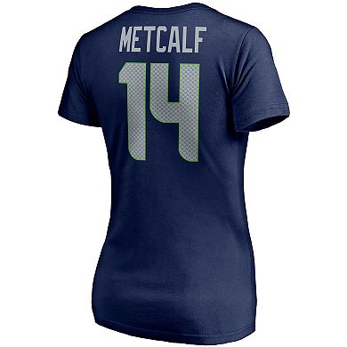 Women's Fanatics Branded DK Metcalf College Navy Seattle Seahawks Player Icon Name & Number V-Neck T-Shirt