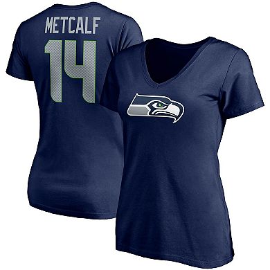 Women's Fanatics Branded DK Metcalf College Navy Seattle Seahawks Player Icon Name & Number V-Neck T-Shirt