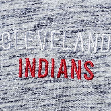 Women's New Era Navy Cleveland Indians Plus Size Space Dye 3/4-Sleeve Raglan Henley T-Shirt
