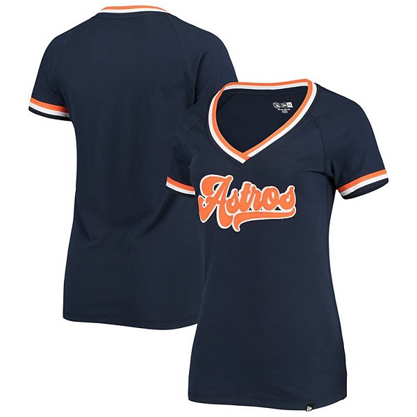 Houston Astros New Era Women's Team Raglan V-Neck T-Shirt - Navy