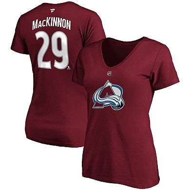 Women's Fanatics Branded Nathan MacKinnon Burgundy Colorado Avalanche Plus Size Name & Number V-Neck T-Shirt
