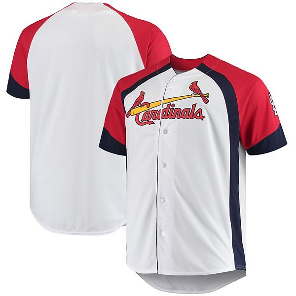 St. Louis Cardinals White/Red Big & Tall Colorblock Full-Snap Jersey