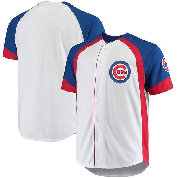Men's White/Royal Chicago Cubs Big & Tall Colorblock Full-Snap Jersey