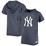 Youth Stitches Heathered Navy New York Yankees Raglan Short Sleeve Pullover Hoodie
