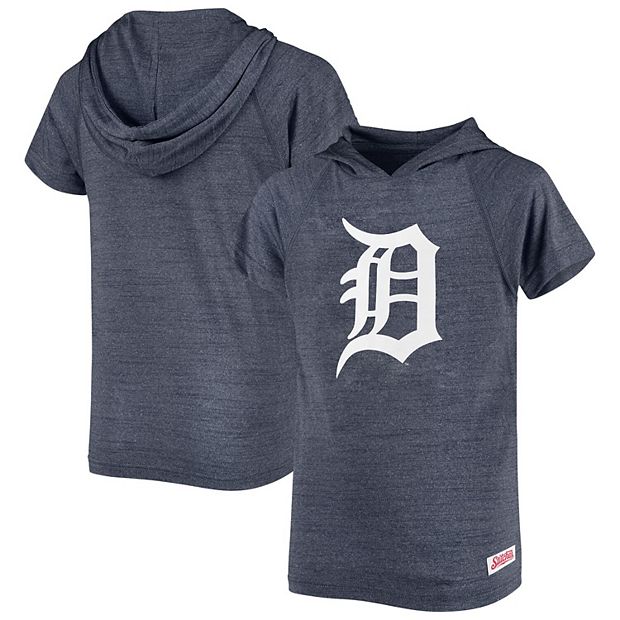 Youth Stitches Heathered Navy Detroit Tigers Raglan Short Sleeve Pullover  Hoodie