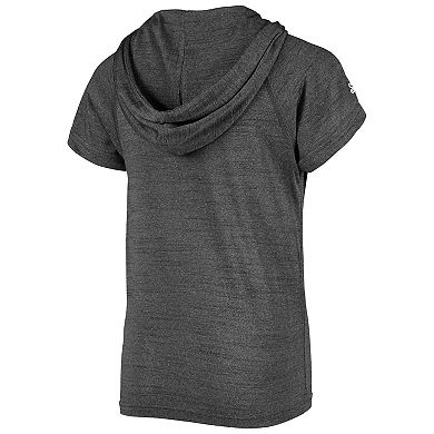 Youth Stitches Heathered Black Chicago White Sox Raglan Short Sleeve Pullover Hoodie