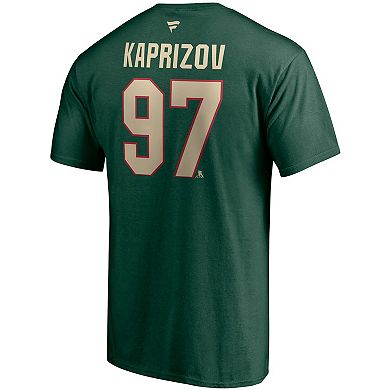 Men's Fanatics Branded Kirill Kaprizov Green Minnesota Wild Authentic Stack Name & Number T-Shirt