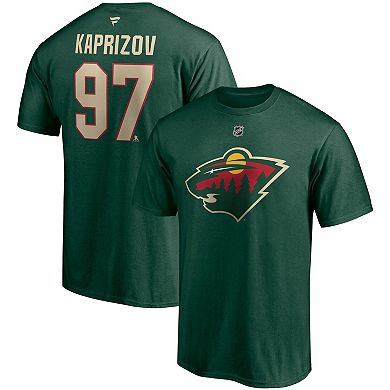Men's Fanatics Branded Kirill Kaprizov Green Minnesota Wild Authentic Stack Name & Number T-Shirt