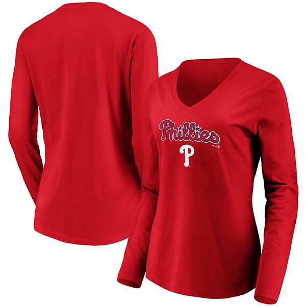 Philadelphia Phillies Fanatics Branded Backdoor Slider Raglan 3/4-Sleeve T- Shirt - White/Red