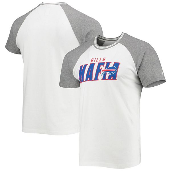 Men's New Era White/Heathered Gray Buffalo Bills Bills Mafia Raglan T-Shirt