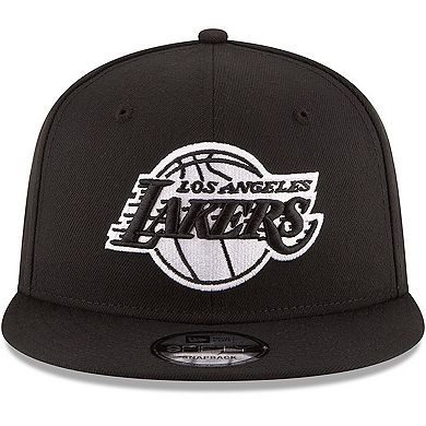 Men's New Era Black Los Angeles Lakers Black & White Logo 9FIFTY Adjustable Snapback Hat
