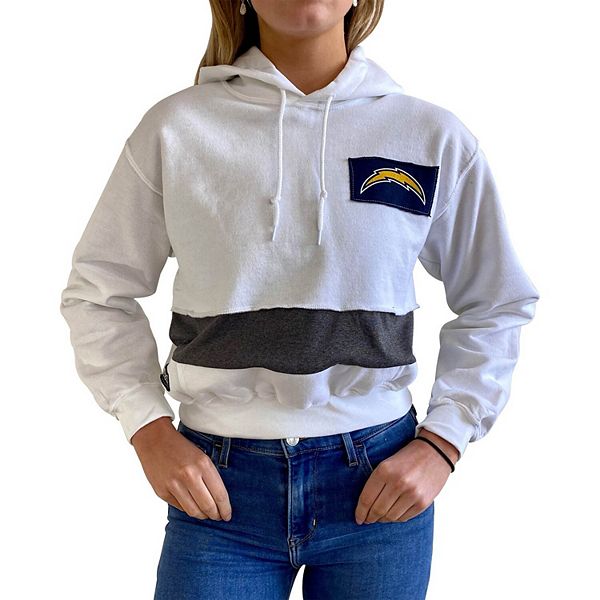 Los Angeles Chargers Refried Apparel Women's Sustainable Crop Dolman  Pullover Hoodie - White