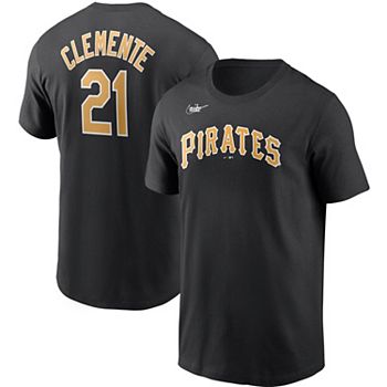 Men’s Nike Roberto Clemente Pittsburgh Pirates Cooperstown Collection Home  White Jersey with Black Sleeves