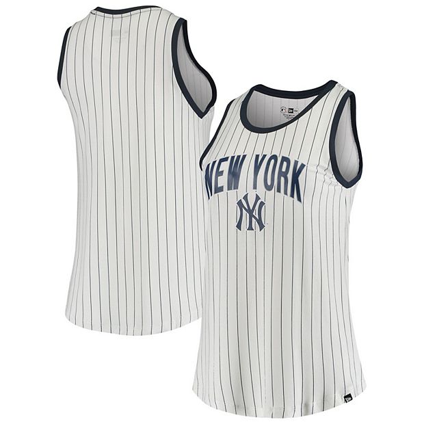 Women's New Era White/Navy New York Yankees Team Pinstripe Jersey Tank Top
