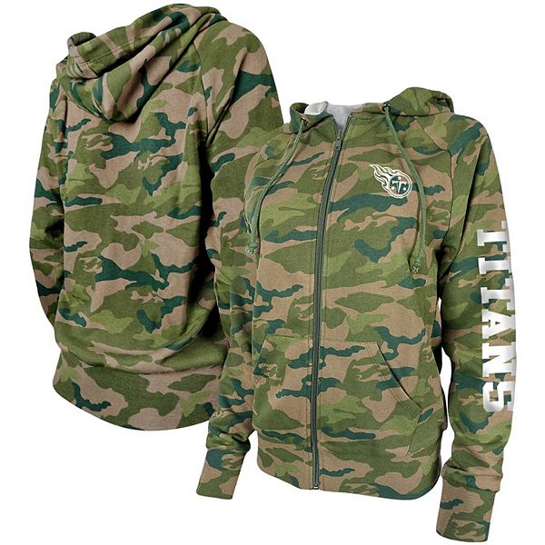 Women's New Era Camo Tennessee Titans Raglan Full-Zip Hoodie