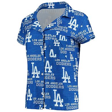 Women's Concepts Sport Royal Los Angeles Dodgers Zest Allover Print Button-Up Shirt & Shorts Sleep Set