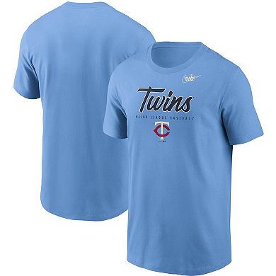 Men's Nike Light Blue Minnesota Twins Cooperstown Collection Wordmark Script Logo T-Shirt