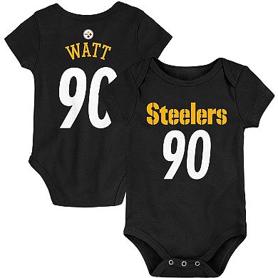 Infant T.J. Watt Black Pittsburgh Steelers Mainliner Player Name & Number Bodysuit