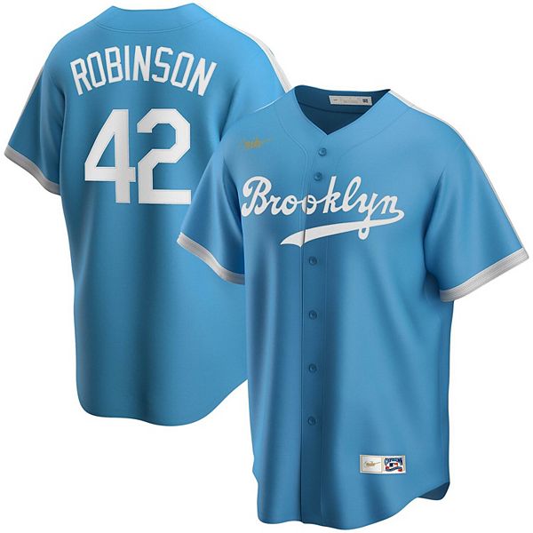 Men's Nike Jackie Robinson Light Blue Brooklyn Dodgers Alternate  Cooperstown Collection Player Jersey