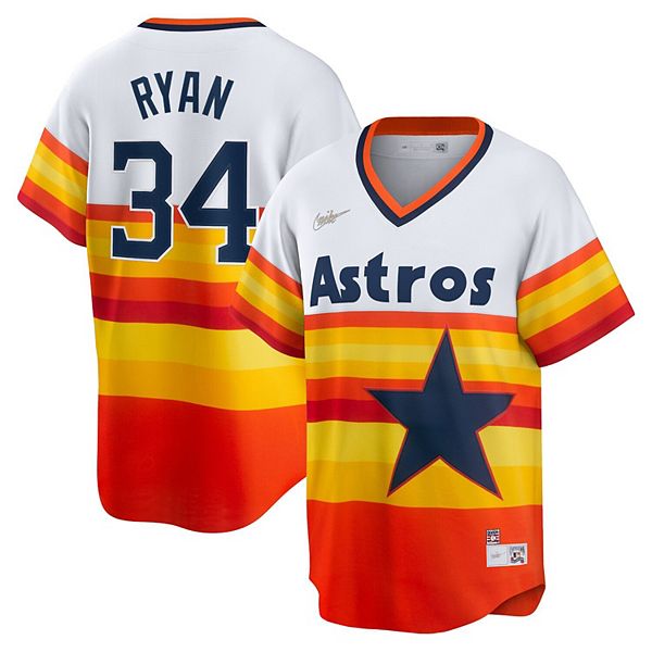 30113 Nike Houston Astros NOLAN RYAN 100% REAL THROWBACK VINTAGE Rainbow  JERSEY