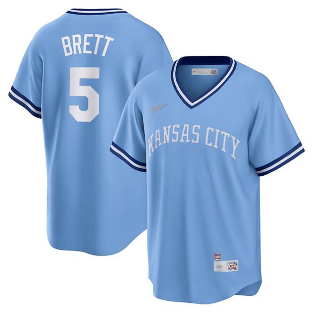 Men's Nike George Brett Light Blue Kansas City Royals Road Cooperstown  Collection Player Jersey