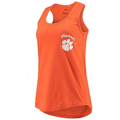 Women's Pressbox Orange Clemson Tigers Sanders Animal Print Tank Top