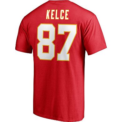 Men's Fanatics Branded Travis Kelce Red Kansas City Chiefs Player Icon Name & Number T-Shirt