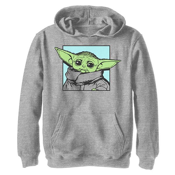 Boys 8-20 Star Wars: The Mandalorian The Child AKA Baby Yoda Simple Square Graphic Hoodie, Boy's, Size: Large, Grey