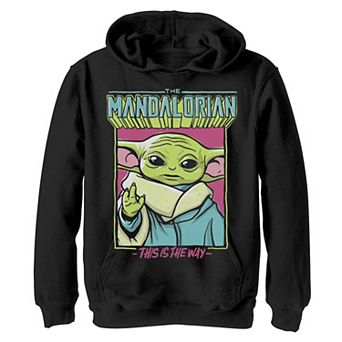 Boys 4-20 Star Wars: The Mandalorian The Child aka Baby Yoda Art Sketch Box Title Graphic Hoodie
