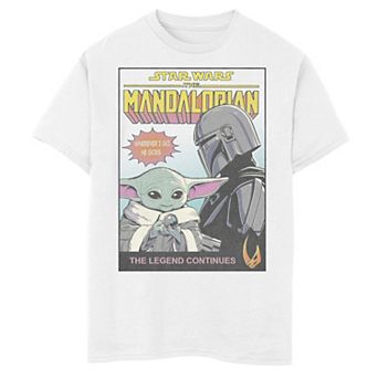 Boys 6-20 Star Wars: The Mandalorian & The Child aka Baby Yoda Comic Cover Legend Graphic Tee