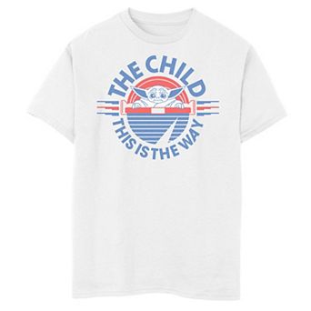 Boys 8-20 Star Wars: The Mandalorian The Child aka Baby Yoda Retro White & Blue Pod Graphic Tee