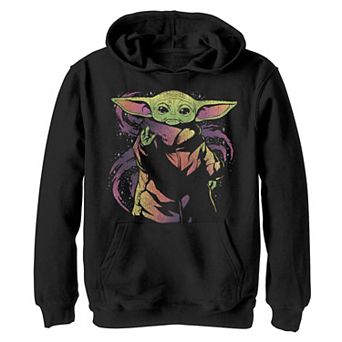 Boys 8-20 Star Wars: The Mandalorian The Child aka Baby Yoda Multicolor Swirl Force Graphic Hoodie