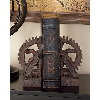 Stella & Eve Polystone Industrial Gear Bookends 2-piece Set