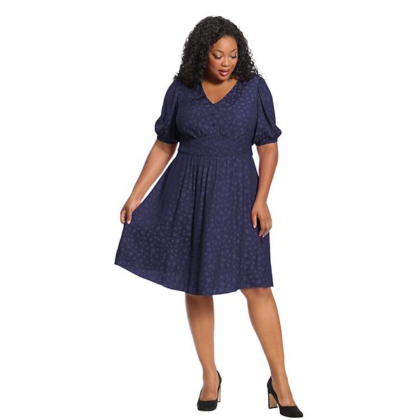 Plus Size Suite 7 Jacquard Fit & Flare Dress