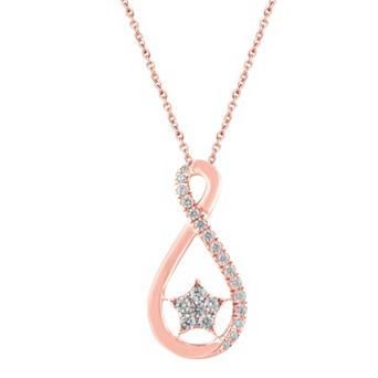 Royal Aura Rose Gold Tone Sterling Silver 1/5 Carat T.W. Diamond Infinity Star Pendant Necklace