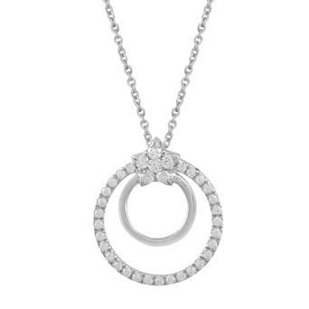 Royal Aura Sterling Silver 1/3 Carat T.W. Diamond Double Circle Pendant Necklace