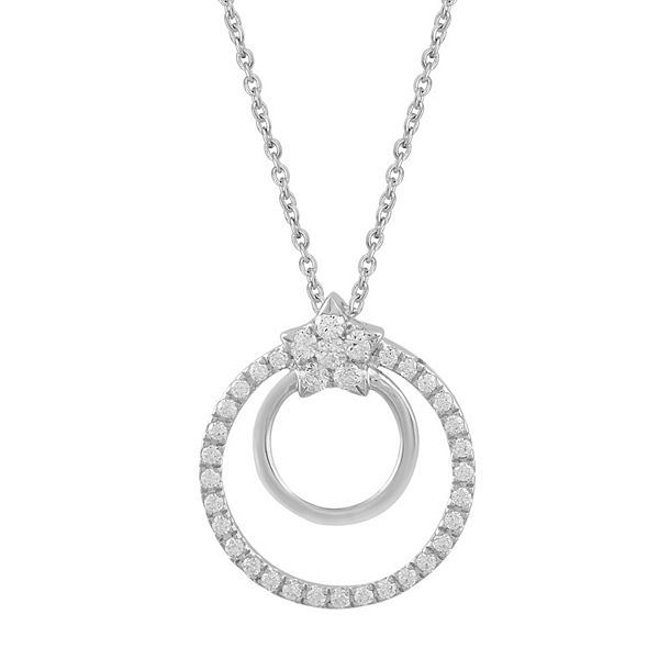 Royal Aura Sterling Silver 1/3 Carat T.W. Diamond Double Circle Pendant ...