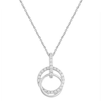 Royal Aura Sterling Silver 1/6 Carat T.W. Diamond Interlocking Circle Pendant Necklace