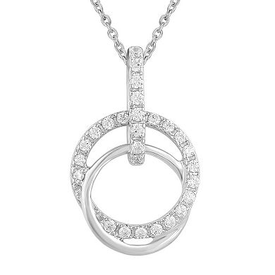 Sterling Silver 1/6 Carat T.W. Diamond Interlocking Circle Pendant Necklace