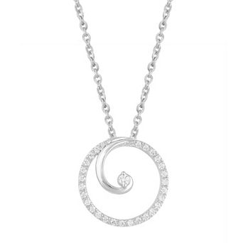 Royal Aura Sterling Silver 1/5 Carat T.W. Diamond Circle Swirl Pendant Necklace