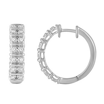 Royal Aura Sterling Silver 1/4 Carat T.W. Diamond Hoop Earrings