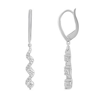 Royal Aura Sterling Silver 1/2 Carat T.W. Diamond Leverback Earrings