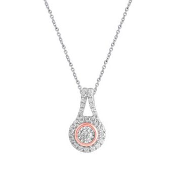 Royal Aura Two Tone Sterling Silver 1/5 Carat T.W. Diamond Pendant Necklace